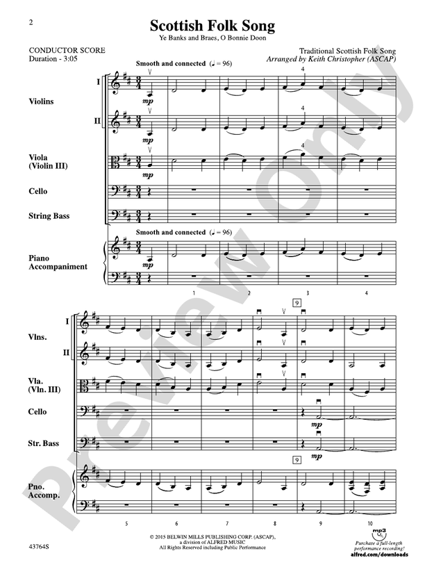 Scottish Folk Song – String Orchestra Conductor Score & Parts (Digital Download)