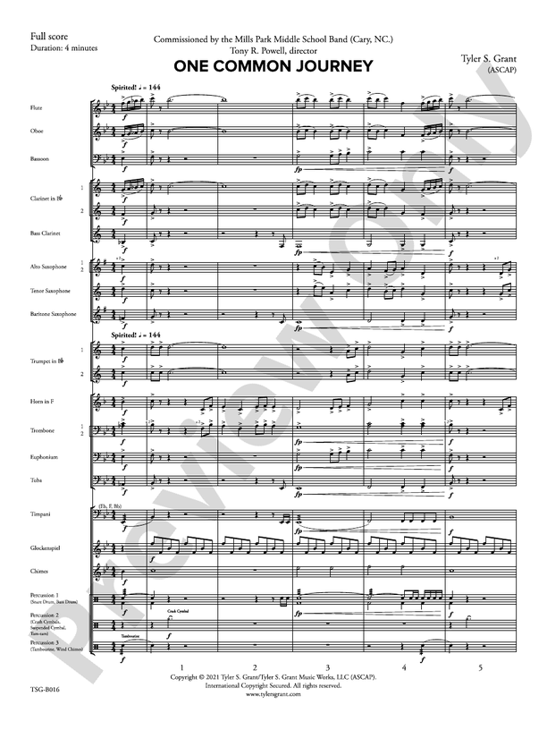 One Common Journey - Concert Band Conductor Score & Parts (Digital Download)