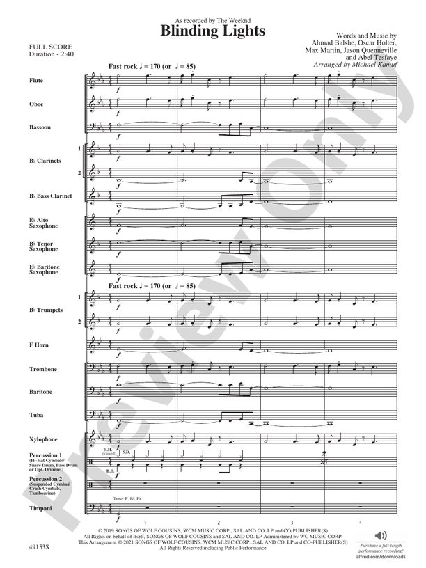 Blinding Lights - Concert Band Conductor Score & Parts (Digital Download)