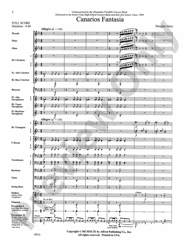 Canarios Fantasia - Concert Band Conductor Score & Parts (Digital Download)