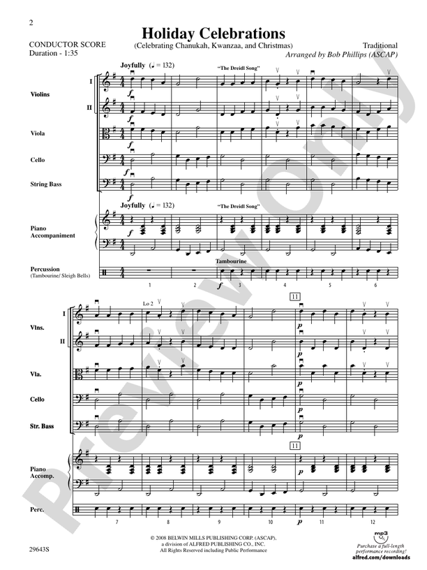Holiday Celebrations (Celebrating Chanukah, Kwanzaa and Christmas) – String Orchestra Conductor Score & Parts (Digital Download)
