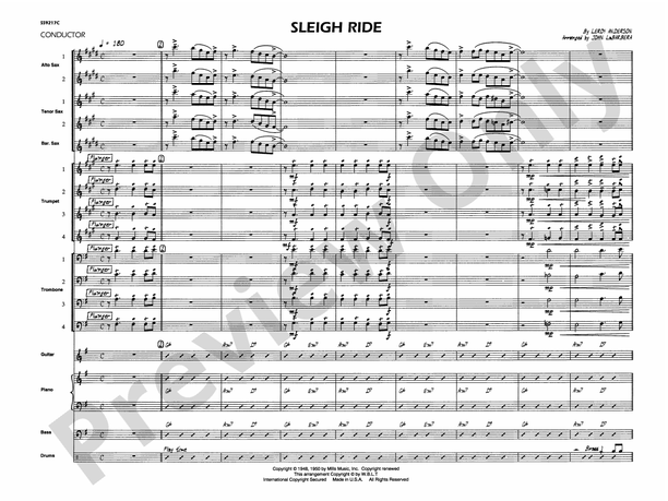 Sleigh Ride (Grade 4) - Jazz Ensemble Conductor Score & Parts (Digital Download)