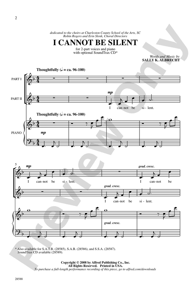 I Cannot Be Silent – 2-Part Choral Octavo (Digital Download)