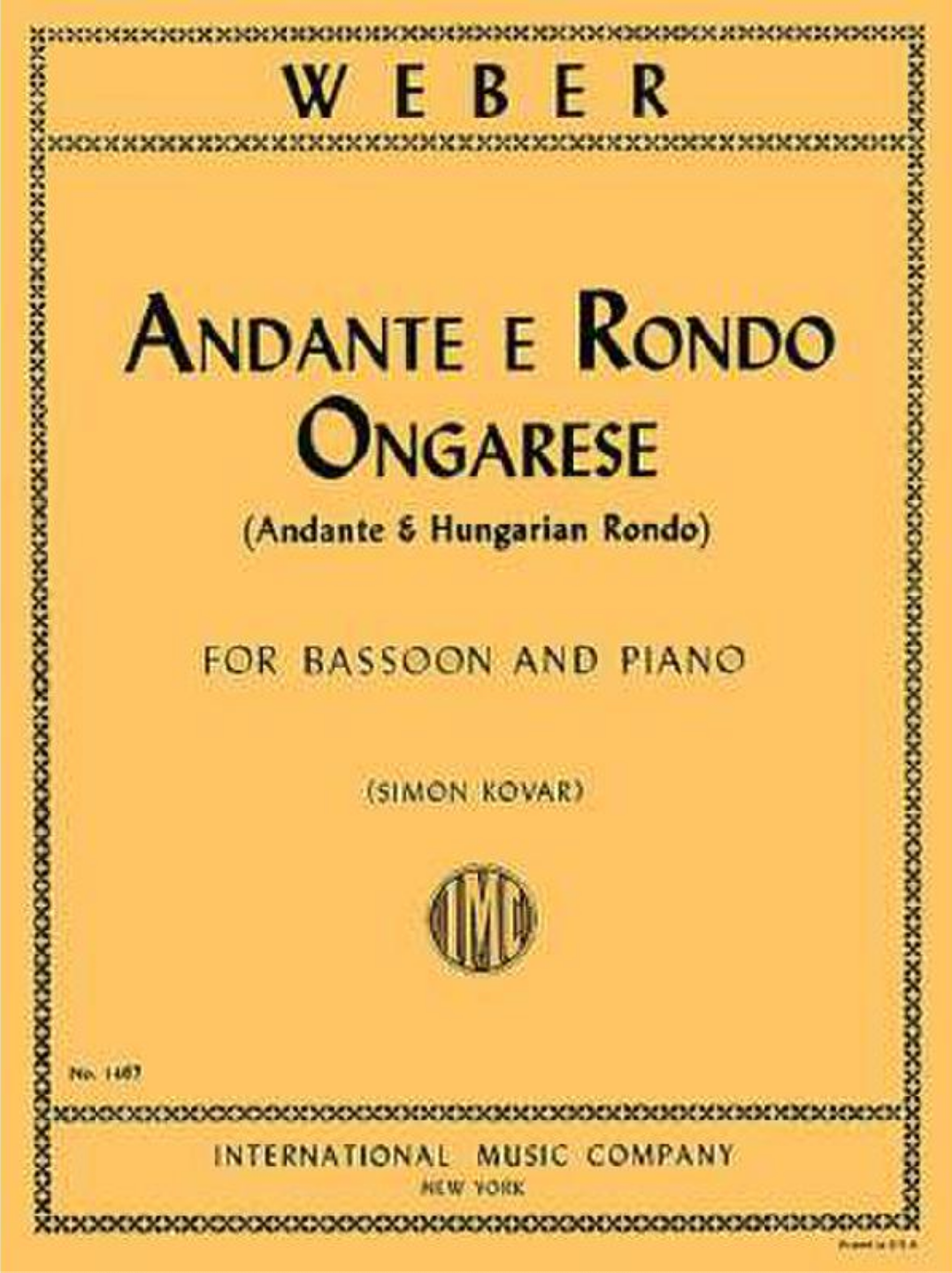 Weber - Andante e Rondo Ongarese Op35 - Bassoon/Piano Accopmaniment IMC IMC1467