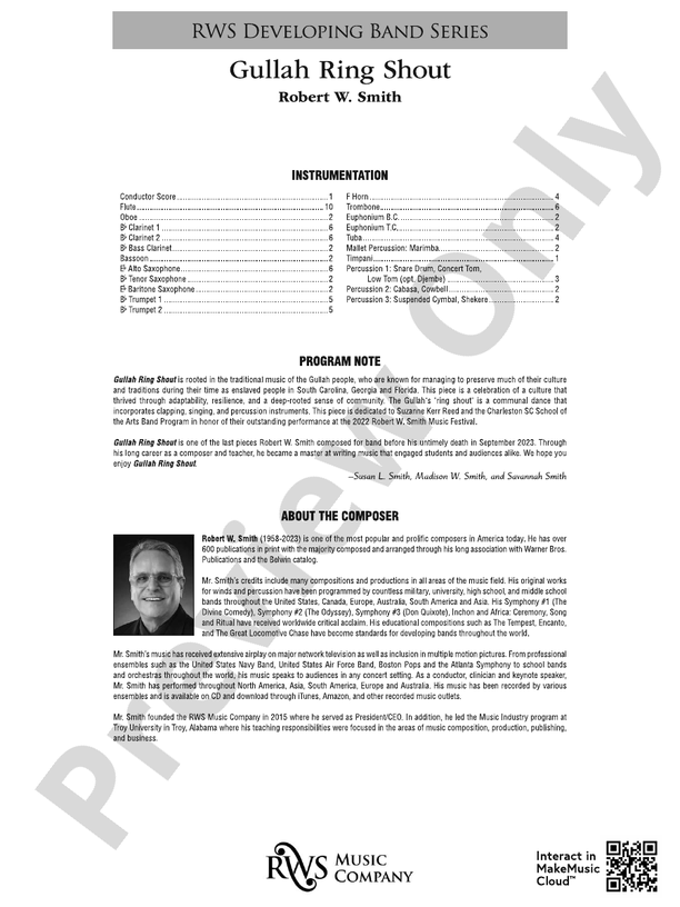 Gullah Ring Shout - Concert Band Conductor Score & Parts(Digital Download)