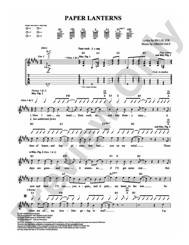 Paper Lanterns - Guitar TAB (Digital Download)