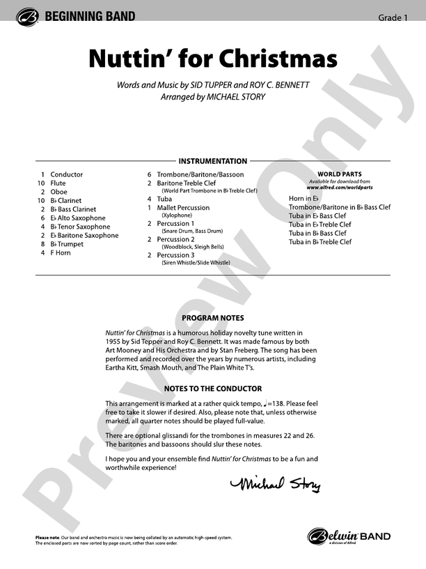 Nuttin' for Christmas - Concert Band Conductor Score & Parts (Digital Download)
