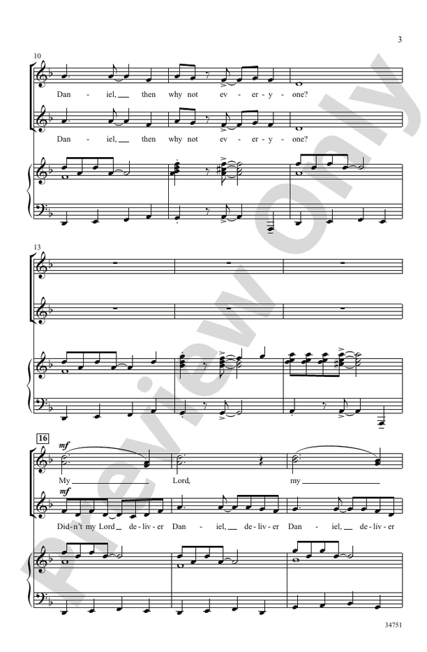 Didn't My Lord Deliver Daniel? – SSA Choral Octavo (Digital Download)