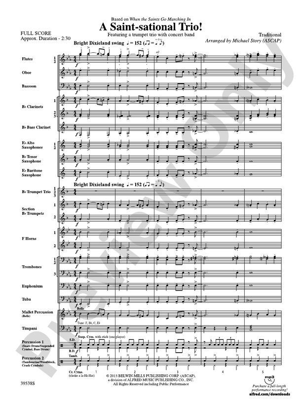 A Saint-sational Trio! - Concert Band Conductor Score & Parts (Digital Download)