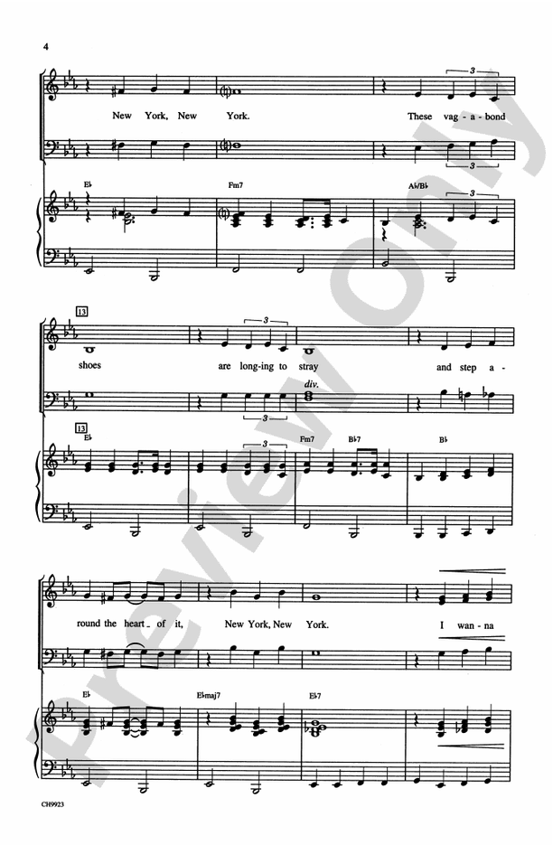 New York, New York, Theme from - 3-Part Mixed Choral Octavo (Digital Download)
