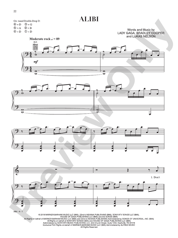 Alibi (from A Star Is Born) - PVG (Digital Download)