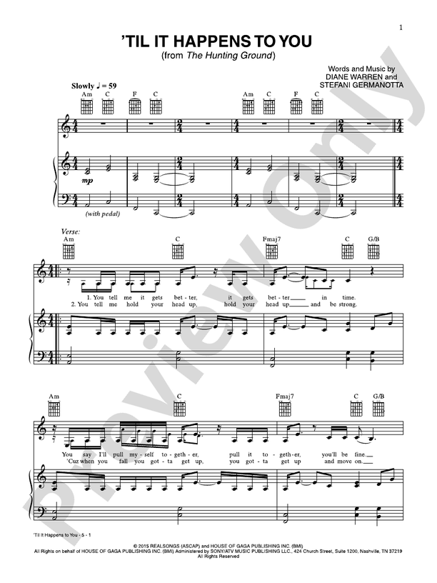 Til It Happens to You (from The Hunting Ground) - PVG (Digital Download)