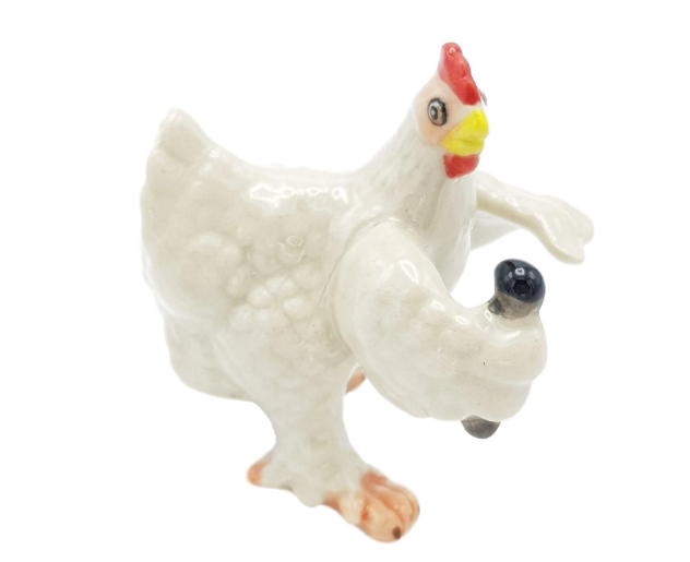 Porcelain Figurine Hen Singing with a Microphone