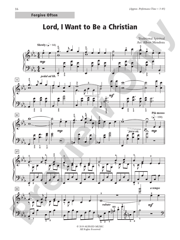 Lord, I Want to Be a Christian - Piano Solo (Digital Download)