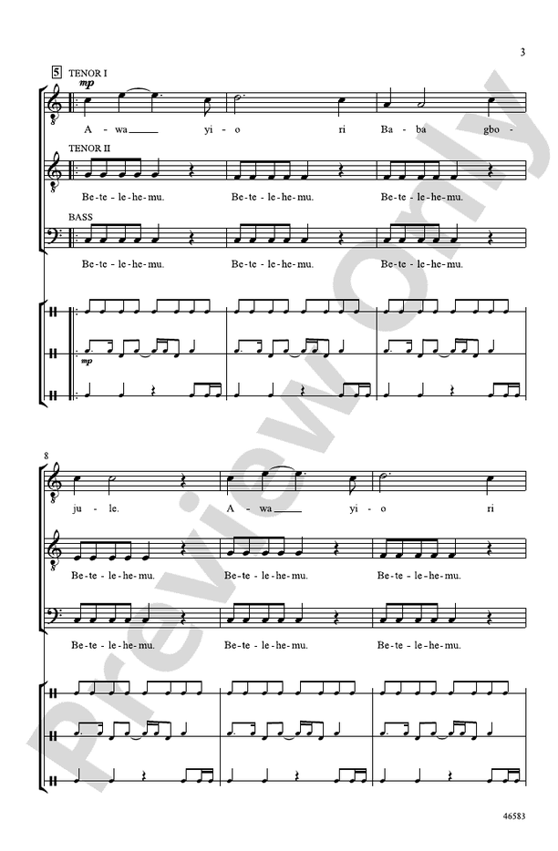 Betelehemu – TTB Choral Octavo (Digital Download)