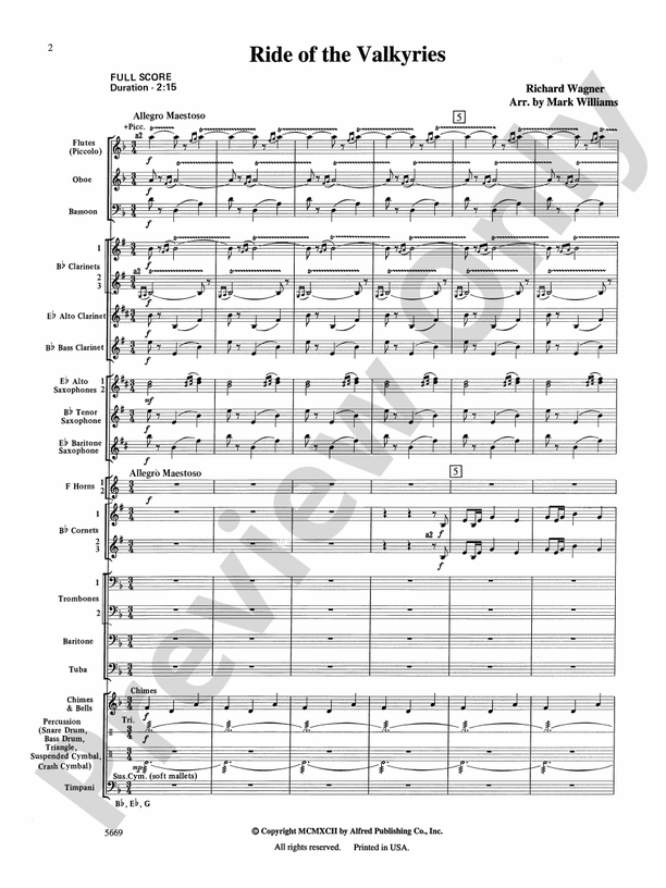 Ride of the Valkyries - Concert Band Conductor Score & Parts (Digital Download)