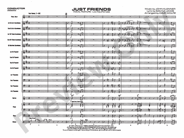 Just Friends (Jazz Vocal Series) - Jazz Ensemble Conductor Score & Parts(Digital Download)