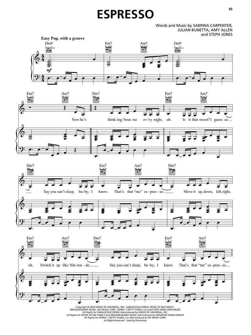 Short N' Sweet by Sabrina Carpenter - PVG by Hal Leonard 1754446