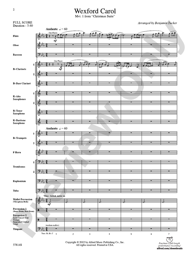 Wexford Carol - Concert Band Conductor Score & Parts (Digital Download)
