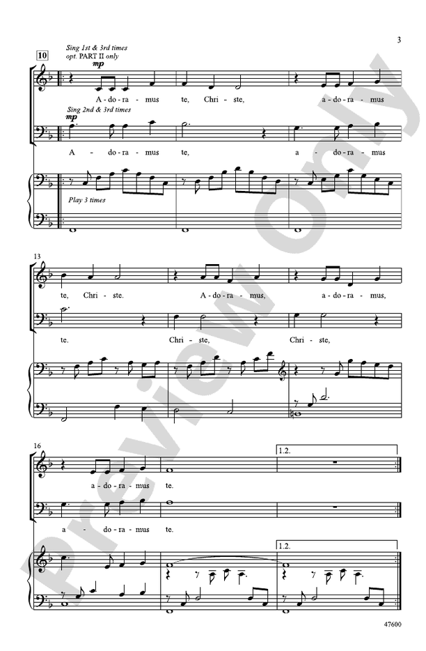 Adoramus Te - 3-Part Mixed Choral Octavo (Digital Download)