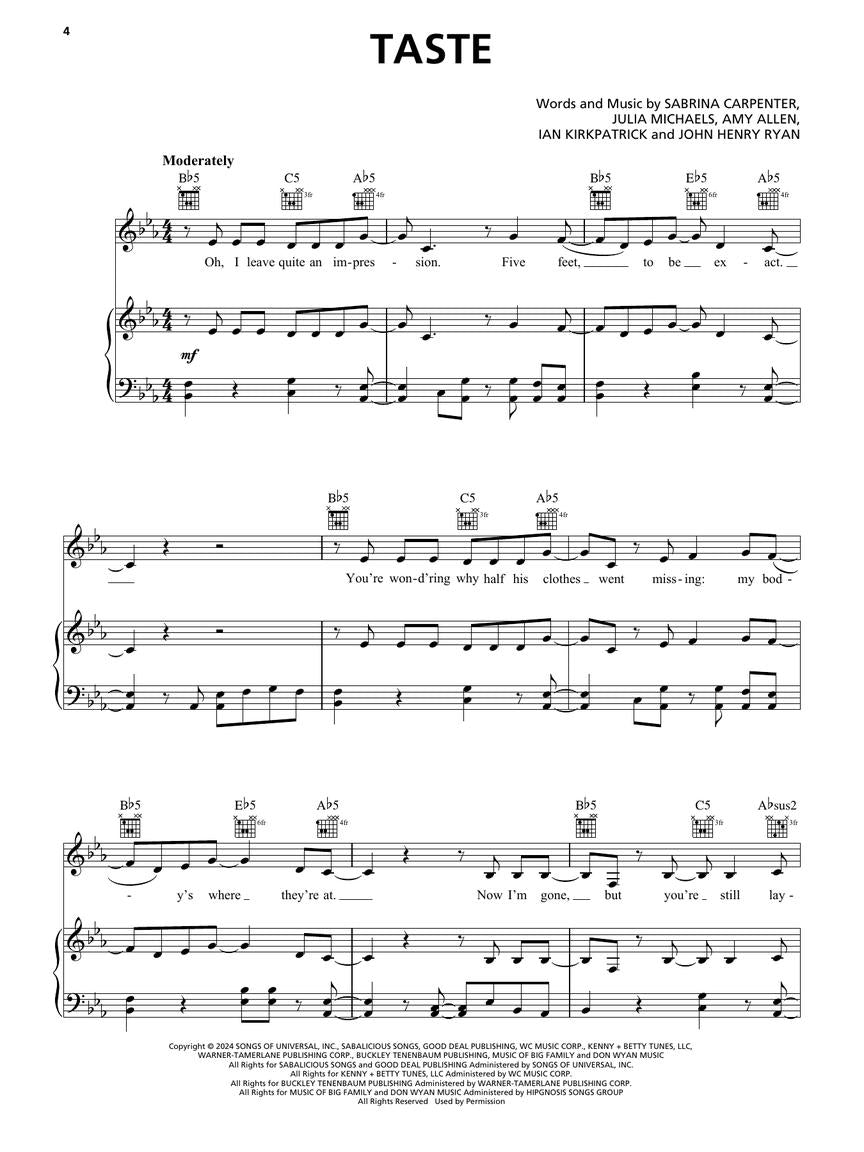 Short N' Sweet by Sabrina Carpenter - PVG by Hal Leonard 1754446