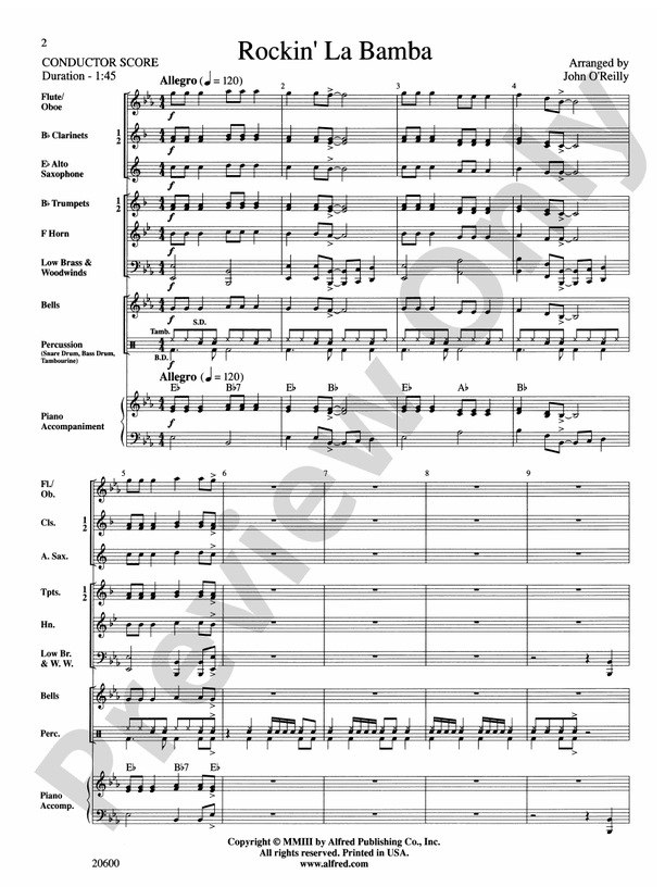 Rockin' La Bamba - Concert Band Conductor Score & Parts (Digital Download)
