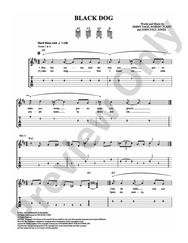 Black Dog - Easy Guitar (Digital Download)