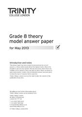 Theory Model Answer Paper 2013 Grade 8 (May Session) - Trinity College (Digital Download)