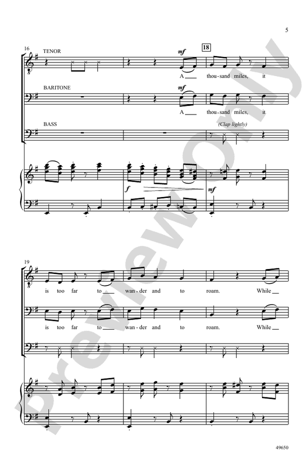 Ten Thousand Miles - TBB Choral Octavo (Digital Download)