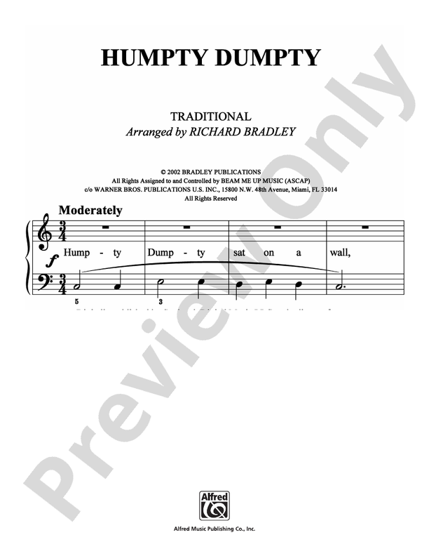 Humpty Dumpty - Arr. Richard Bradley - Easy Piano (Digital Download)