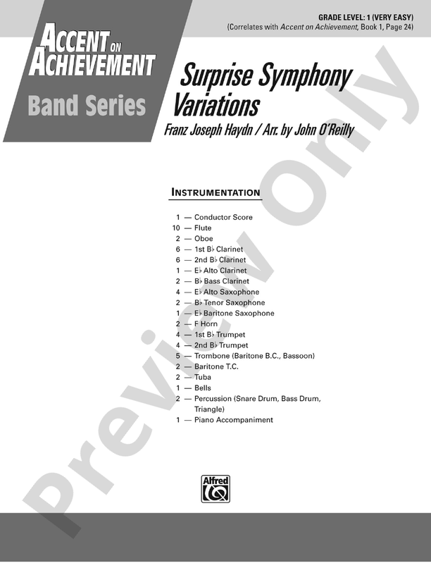 Surprise Symphony Variations - Concert Band Conductor Score & Parts (Digital Download)