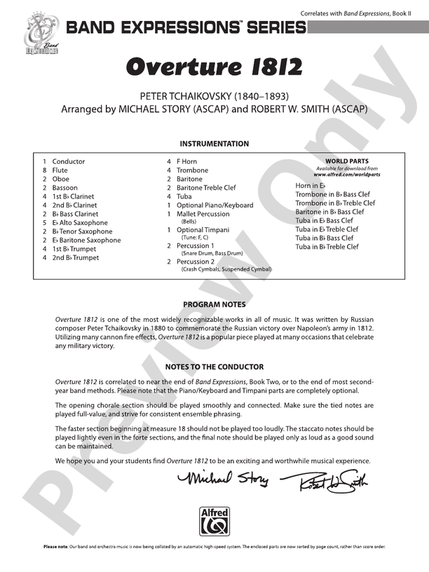 Overture 1812 (Grade 2) - Concert Band Conductor Score & Parts (Digital Download)