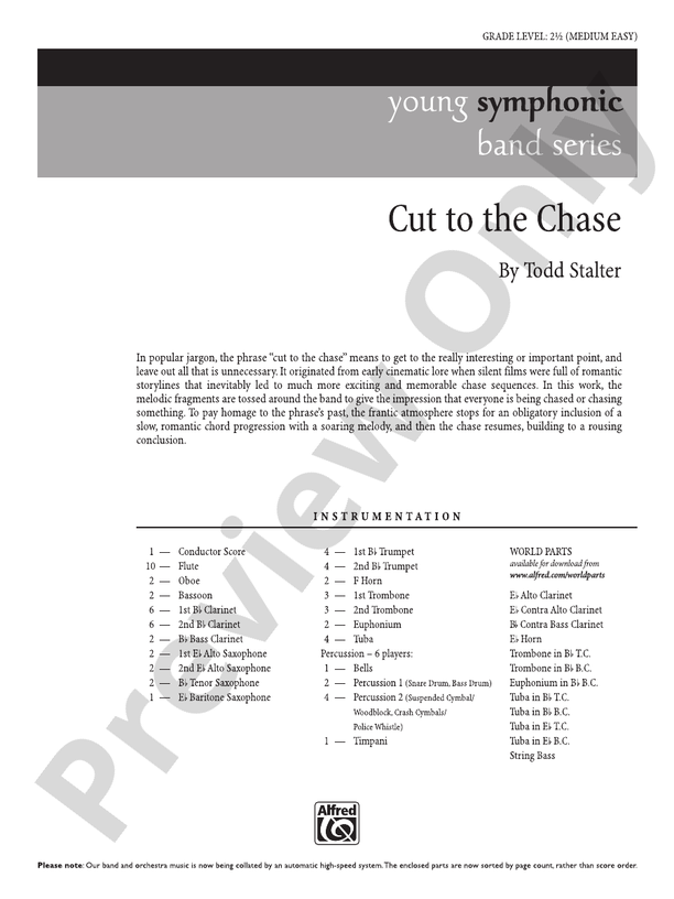 Cut to the Chase - Concert Band Conductor Score & Parts (Digital Download)