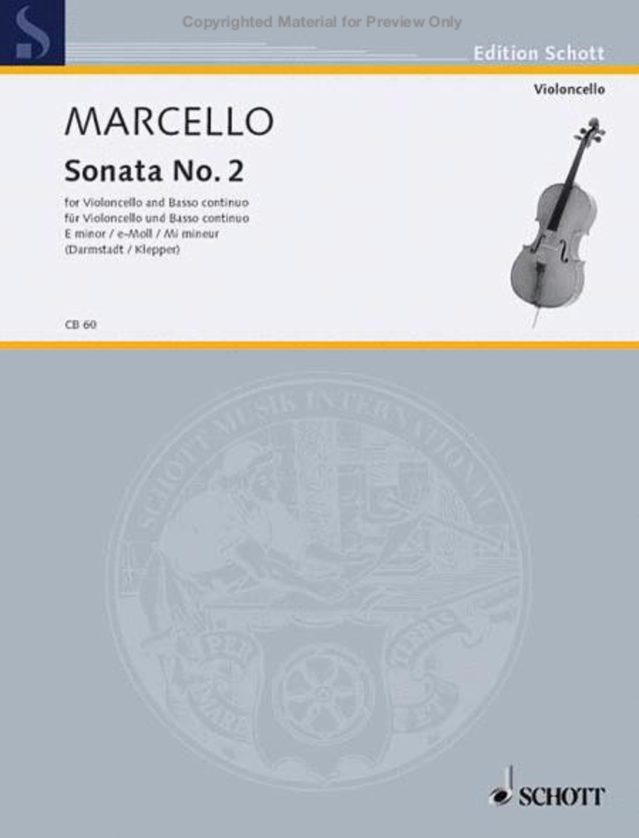 Marcello - Sonata #2 in Emin - Cello/Piano Accompaniment Schott CB60
