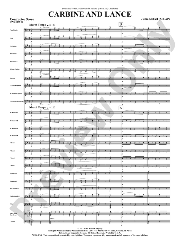 Carbine and Lance - Concert Band Conductor Score & Parts(Digital Download)