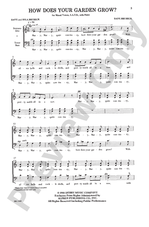 How Does Your Garden Grow? (from Four New England Pieces) – SATB Choral Octavo (Digital Download)