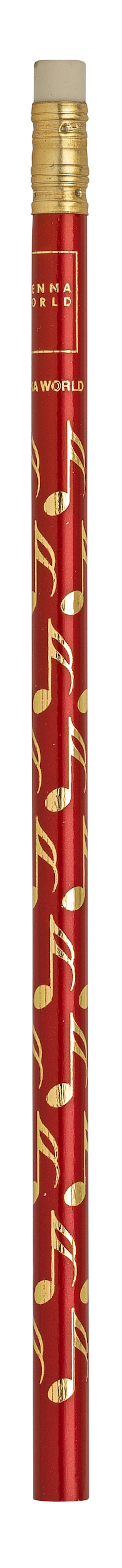 Music Pencil Red with Gold Semiquavers
