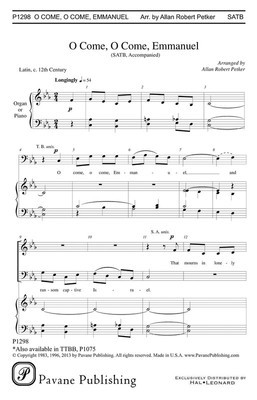 O Come, O Come Emmanuel - SATB Allan Robert Petker Pavane Publishing Choral Score Octavo