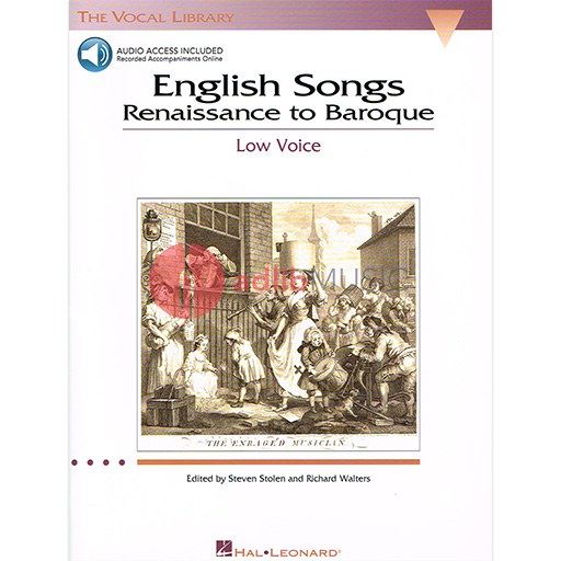 English Songs: Renaissance to Baroque - The Vocal Library - Low Voice with Online Audio - Richard Walters|Steven Stolen Hal Leonard 740180