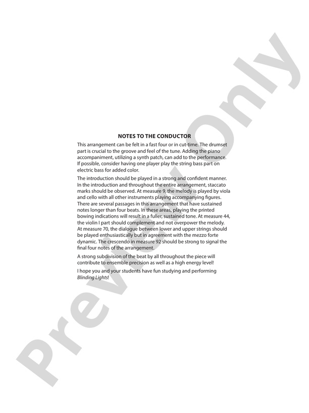 Blinding Lights - String Orchestra Conductor Score & Parts (Digital Download)