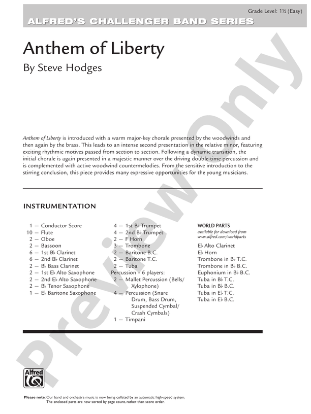Anthem of Liberty - Concert Band Conductor Score & Parts (Digital Download)