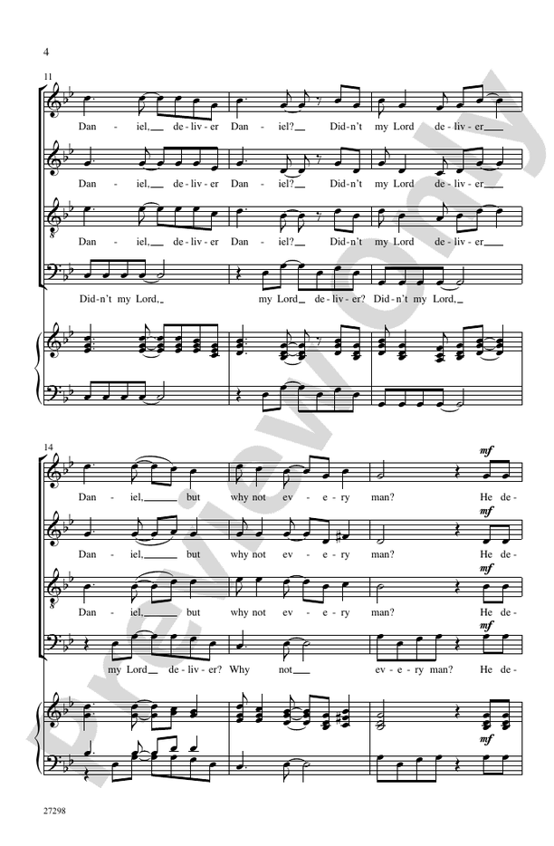 Didn't My Lord Deliver Daniel? – SATB, a cappella Choral Octavo (Digital Download)