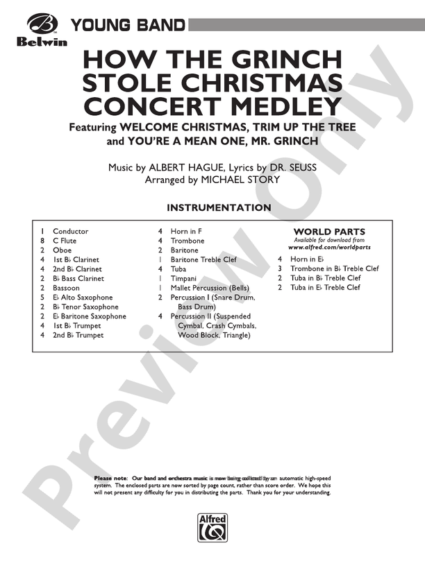 How the Grinch Stole Christmas (Grade 2) - Concert Band Conductor Score & Parts (Digital Download)