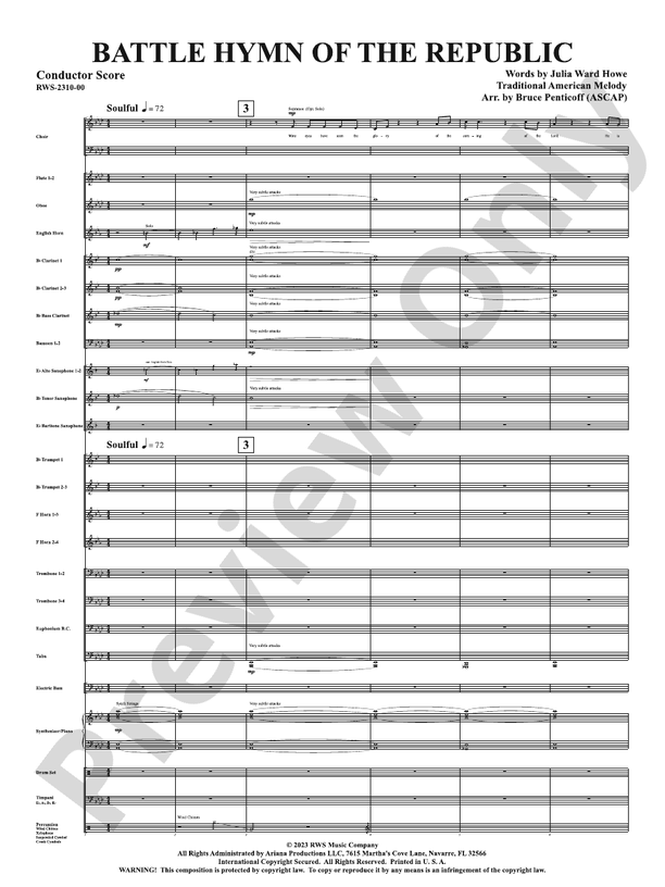 Battle Hymn of the Republic - Concert Band Conductor Score & Parts (Digital Download)
