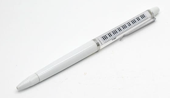 Ballpoint Pen White with Manuscript and Keyboard