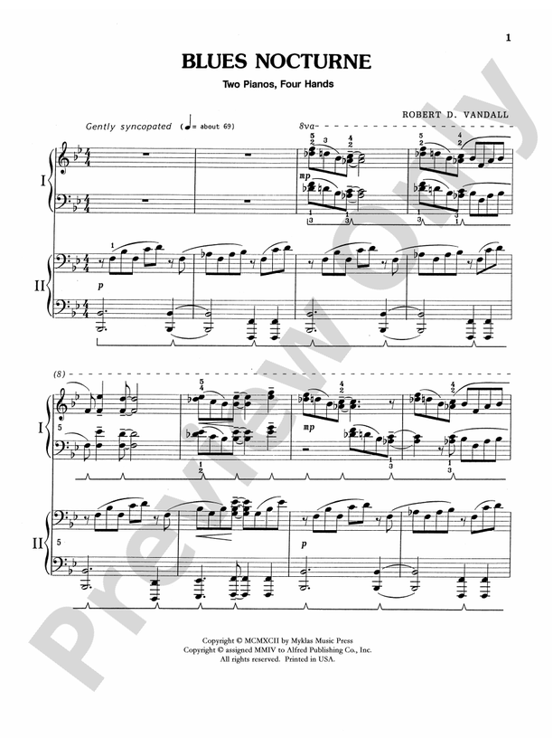 Blues Nocturne - 2 Pianos, 4 Hands (Digital Download)
