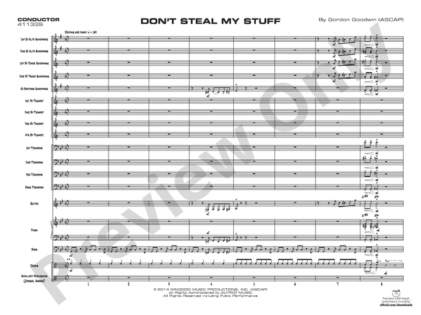 Don't Steal My Stuff - Jazz Ensemble Conductor Score & Parts (Digital Download)