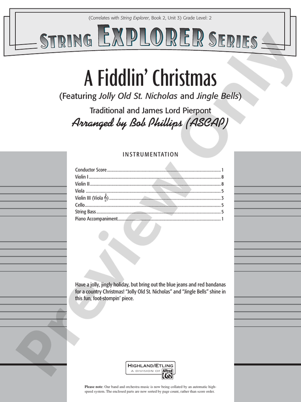 A Fiddlin' Christmas – String Orchestra Conductor Score & Parts (Digital Download)