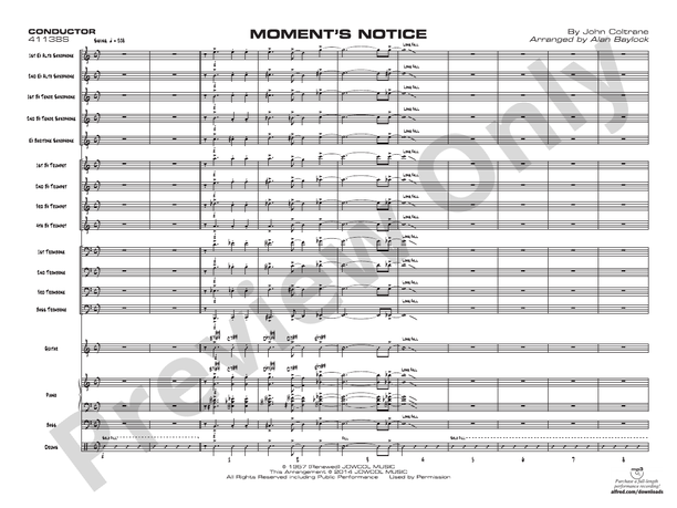 Moment's Notice - Jazz Ensemble Conductor Score & Parts (Digital Download)
