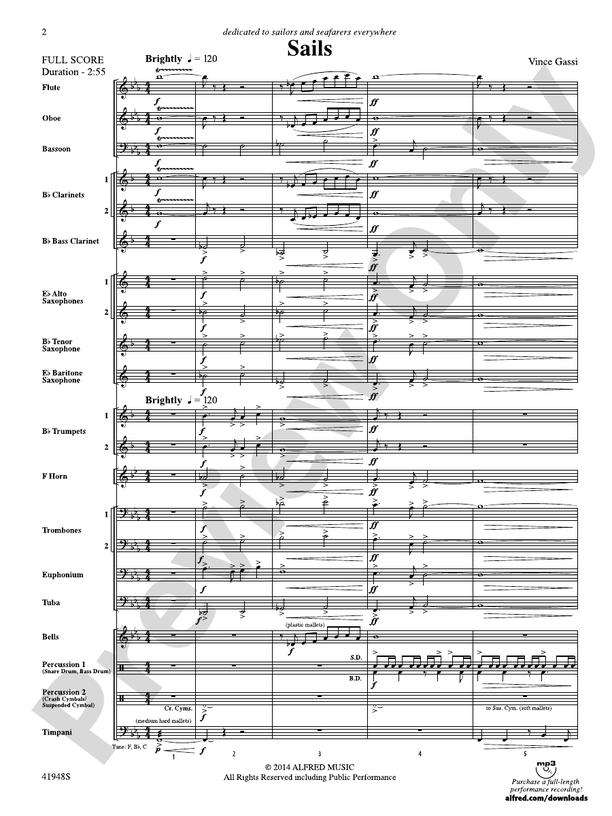Sails - Concert Band Conductor Score & Parts (Digital Download)